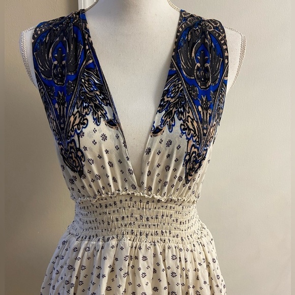 Free people Daria dress mini floral beige sleeveless casual Medium - Picture 7 of 13